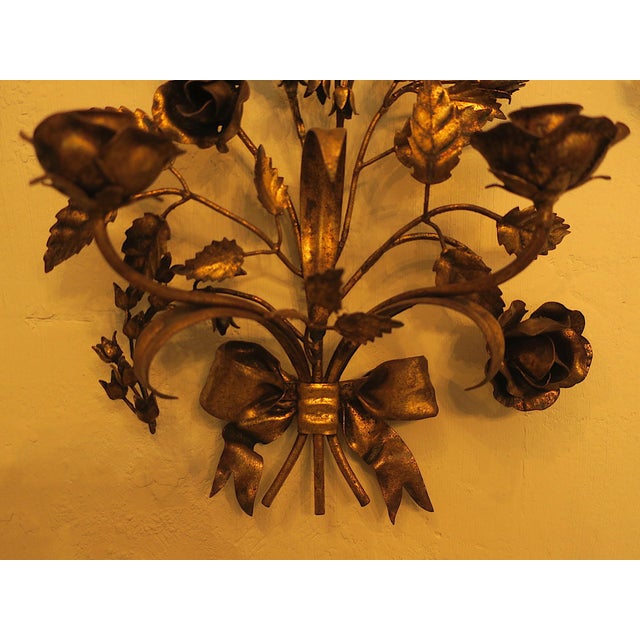 Metal Gilt Tole Double-Wall Candleholders with Roses from Hans Kögl, 1960s, Set of 2 For Sale - Image 7 of 18