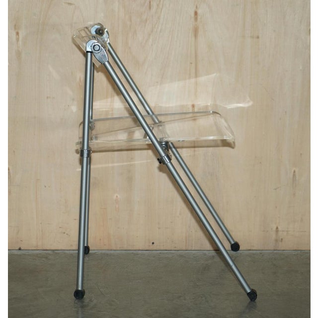 Metal and Acrylic Glass Folding Desk Chair with Swing Back For Sale - Image 14 of 18