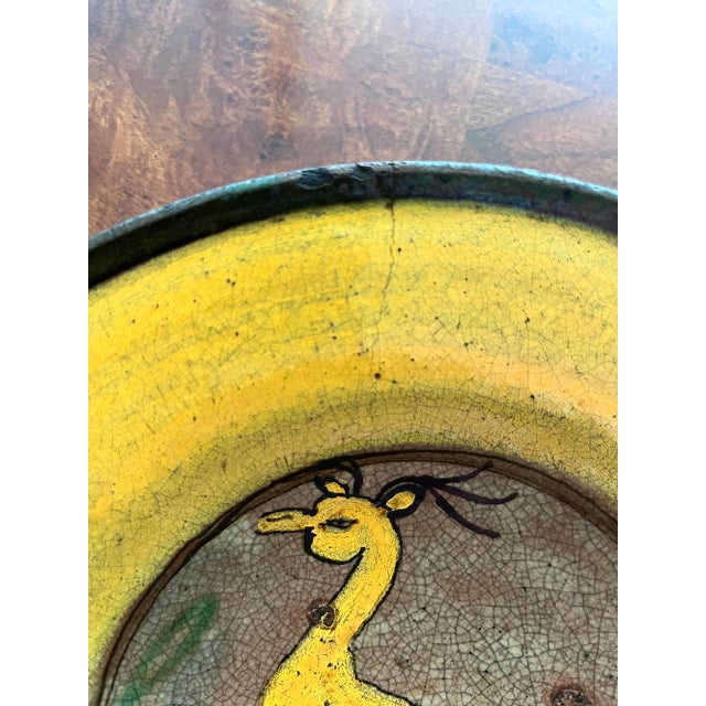 Antique Hand Painted Guatemalan Majolica with Yellow Deer For Sale In Nashville - Image 6 of 13