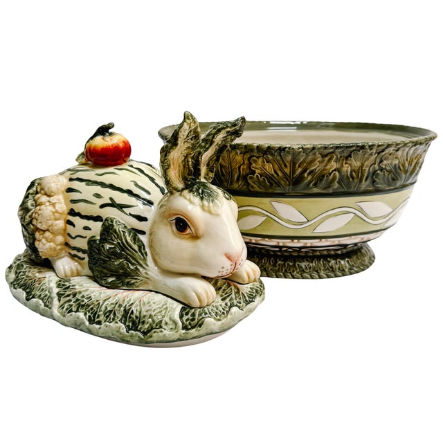 Fitz and Floyd Vintage and Floyd Vista Bella Rabbit Tureen With Lid For Sale - Image 4 of 10