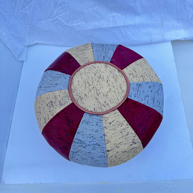 Mid-Century Modern Mid Century Modern Handmade Pinwheel Designed Footstool or Poof For Sale - Image 3 of 7