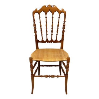Wooden Chiavari Chair with Caned Seat, 1960s For Sale