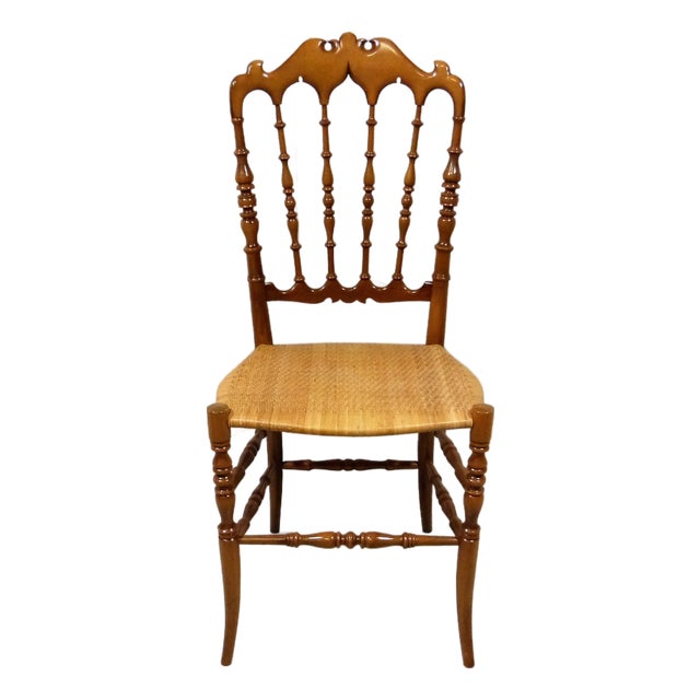 Wooden Chiavari Chair with Caned Seat, 1960s For Sale