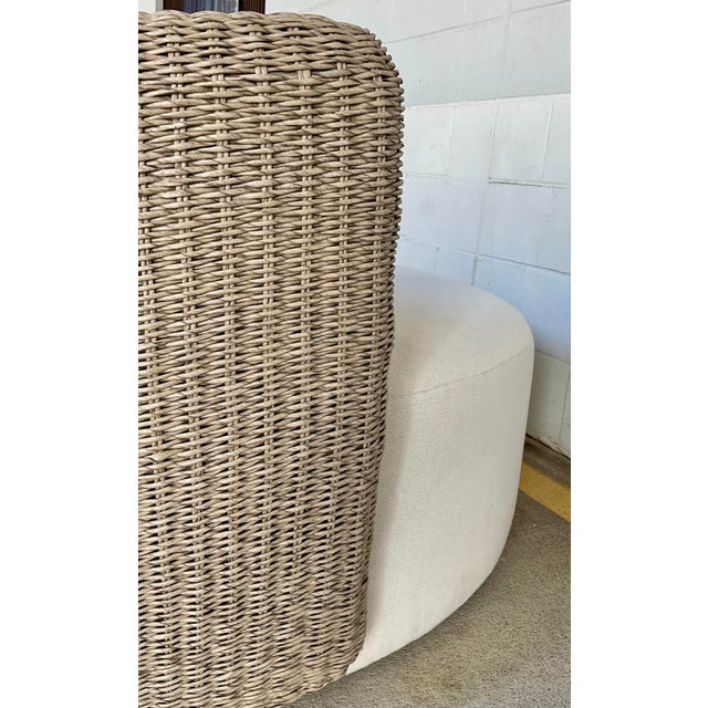 Organic Modern Indoor Outdoor Greige Wicker Swivel Sunset Day Bed For Sale - Image 4 of 8