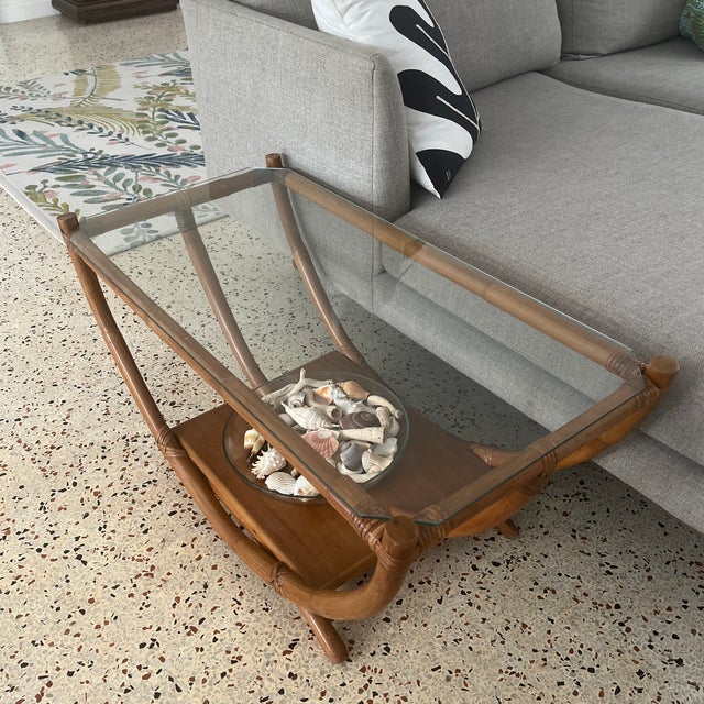 Mid 20th Century Bamboo/Glass Top Coffee Table For Sale - Image 11 of 11