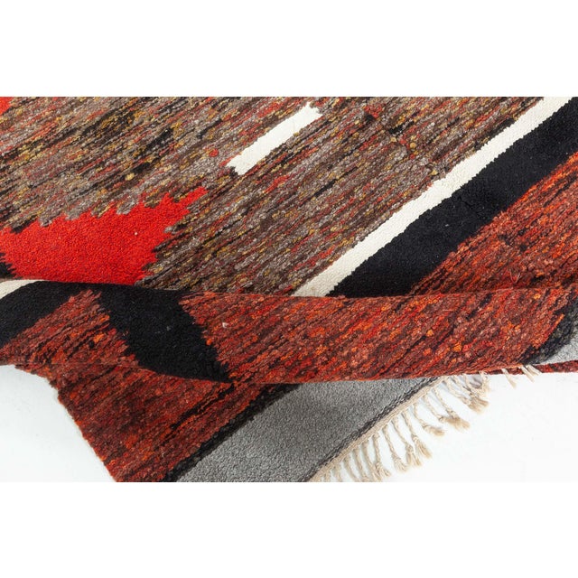Mid-20th Century Vintage Swedish Red Rag Rug Size: 7.8" × 10.2" (233 × 309 cm). This bold vintage Swedish rag rug...