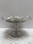 Vintage Midcentury etched floral rose patterned metal pedestal decor and serving tray with scaled etched fluted edges and...
