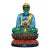 Late 20th Century Gilt Painted Liuli Glass Seated Shakyamuni Buddha Sculpture on Lotus Base For Sale