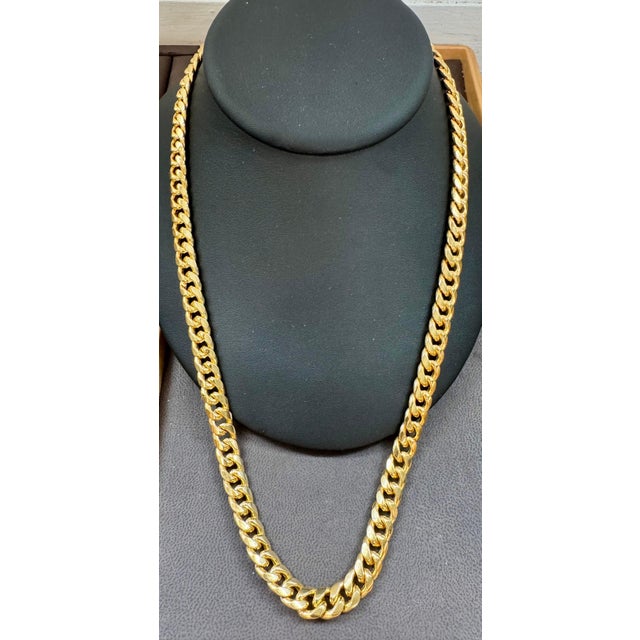 Early 21st Century Vintage 14 Karat Yellow Gold 54.7 Gm Miami Cuban Link Italian Chain Unisex, 24" For Sale - Image 5 of 18