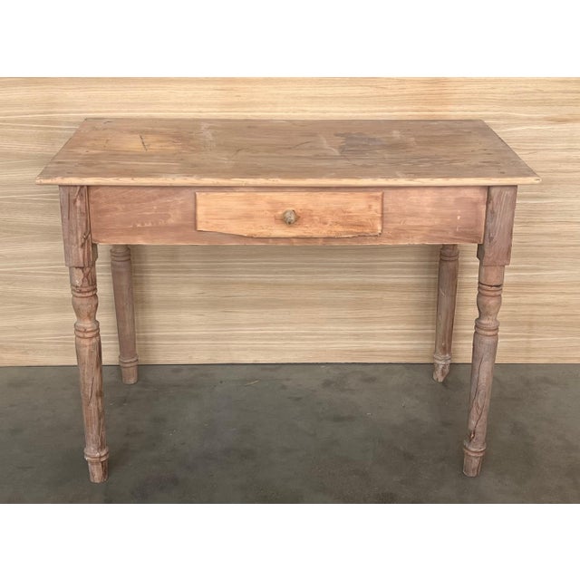 Brown Early 19th Century Spanish Baroque Bleached Side Table with Drawer For Sale - Image 8 of 18