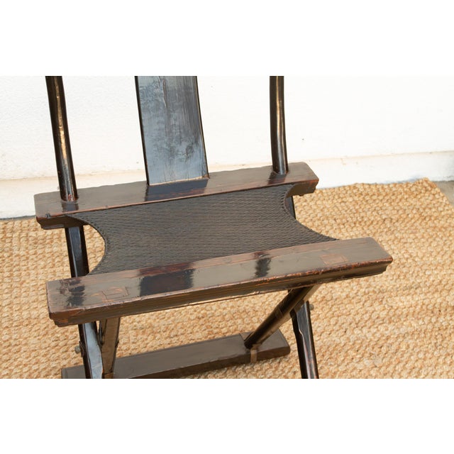 Wood Pair of Antique Folding Campaign Chairs For Sale - Image 7 of 11