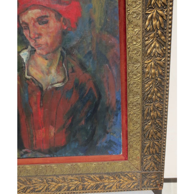 Art Nouveau Expressionist Painting Red Hat Boy For Sale - Image 3 of 10