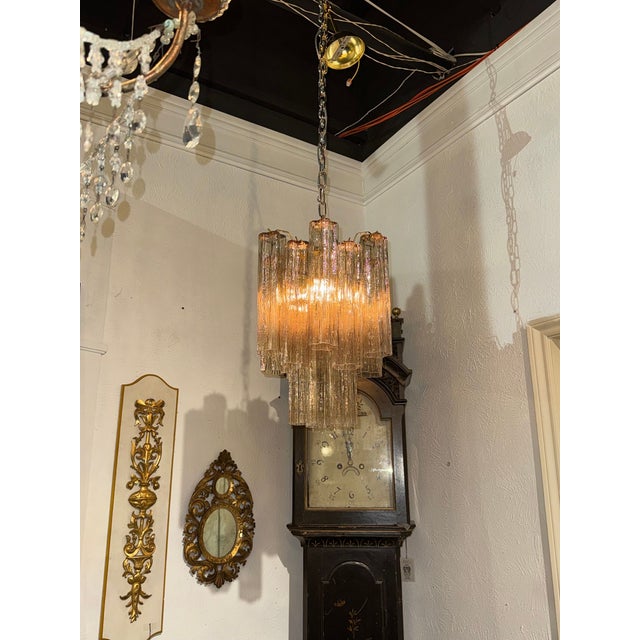 Mid-Century Modern Murano Fume Tronchi Glass Chandelier For Sale - Image 3 of 8