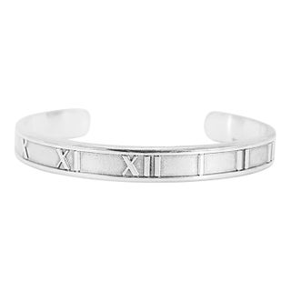Tiffany & Co. Atlas 925 Sterling Silver Roman Numeral Cuff Bangle Bracelet For Sale