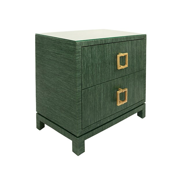 New item. Not vintage. Add a pop of personality to your space with the Cole Green Textured Linen Side Table. The two...