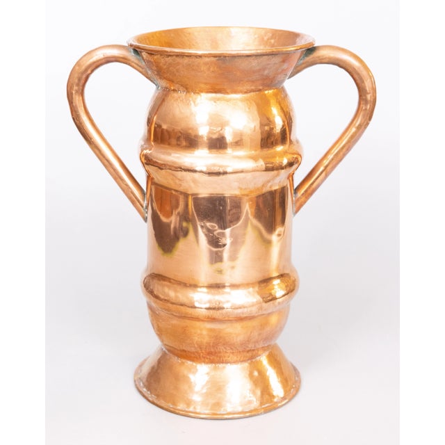 19th Century French Hammered Copper Floor Vase With Handles Umbrella Stand For Sale - Image 10 of 10