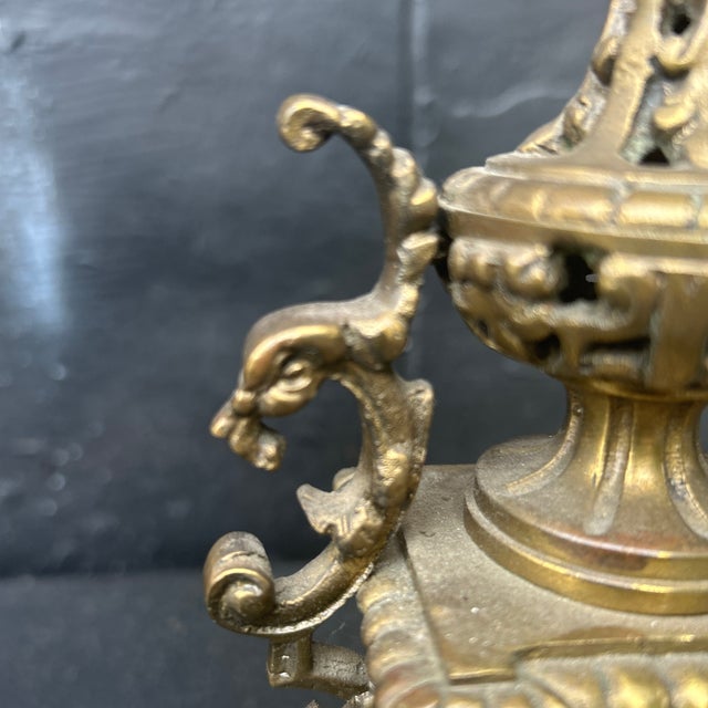 Late 19th Century 19th Century French Baroque Style Cast Brass 5-Light Candelabras - A Pair For Sale - Image 5 of 12