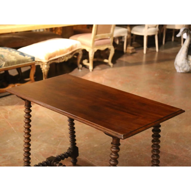 Baroque 19th Century Spanish Baroque Walnut Console Table Desk With Single-Plank Top For Sale - Image 3 of 9