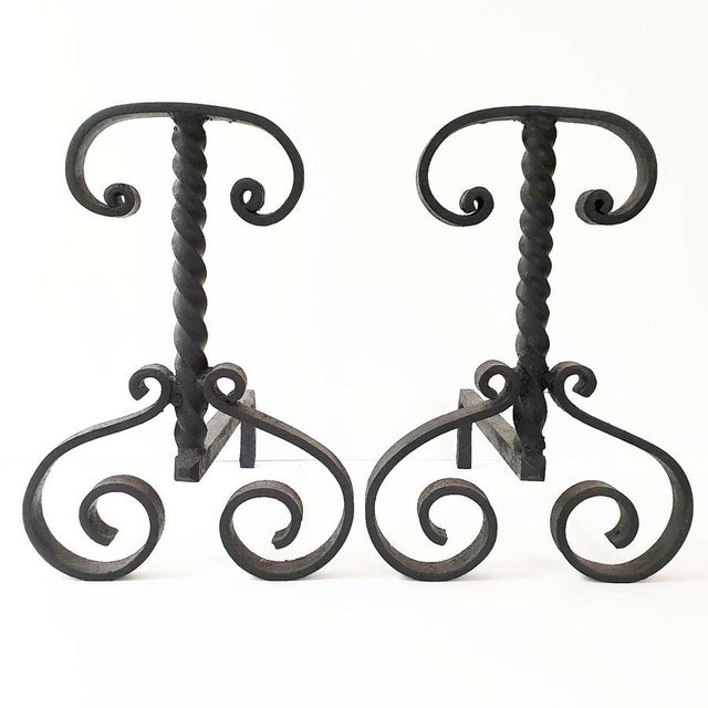 Modernist Andirons in Cast Steel, 1960s-1970s, Set of 2 For Sale - Image 7 of 7