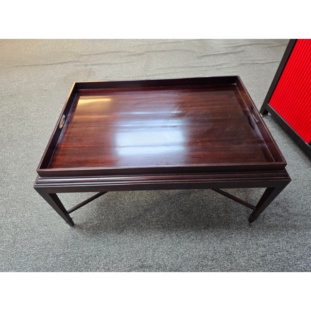 1990s Vintage Baker Mahogany Tray Top Table For Sale - Image 5 of 5