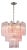 Aloadecor 23'' Modern Pink Textured Glass Chandelier in Polished Nickel Elegant Glam Tiered Pendant Light For Sale