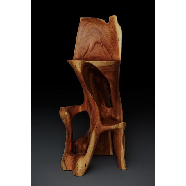 Makha Wood Sculptural Bar Chair by Logniture For Sale - Image 13 of 16