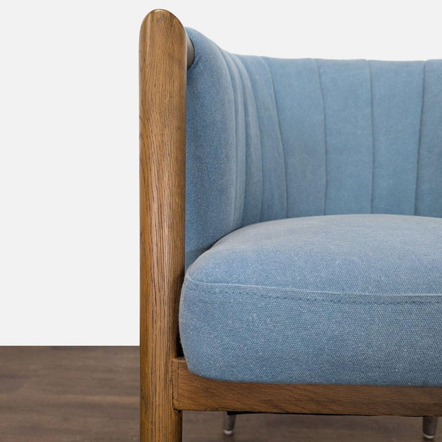 Moe's Light Blue Lounge Chair With Wood Frame and Metal Leg Accents For Sale In San Francisco - Image 6 of 10