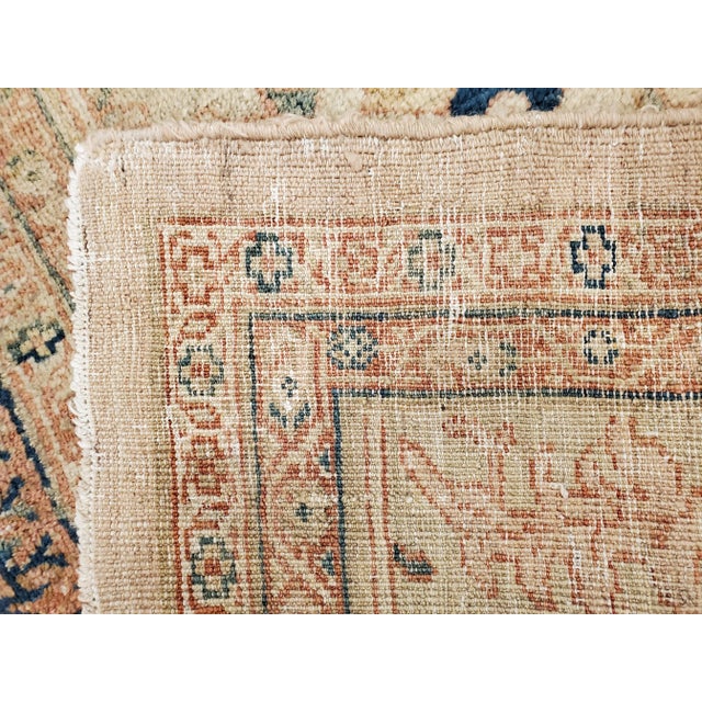 Antique Persian Sultanabad Carpet, Wool Ivory, Lt Blue Oriental Rug Hand Knotted For Sale - Image 9 of 13