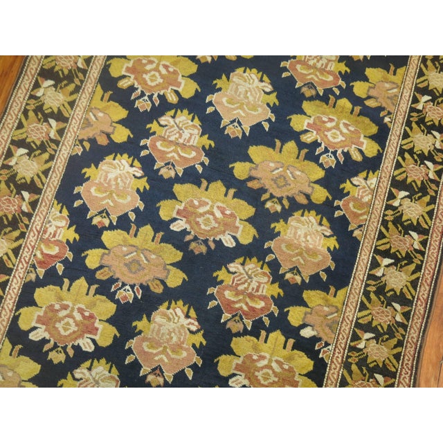 Contemporary Early 20th Century Floral Long Antique Russian Karabagh Runner - 3'5" x 19'7" For Sale - Image 3 of 6