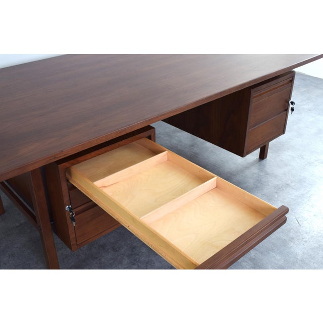 Large Mid-Century Modern American Walnut Executive Desk, 1970s For Sale - Image 12 of 18