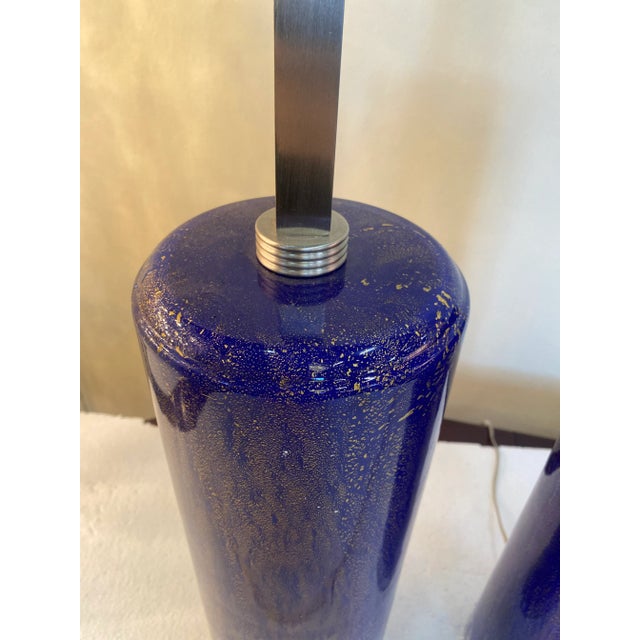 Italian A Pair of 2000s Blue and Gold Table Lamp For Sale - Image 3 of 9