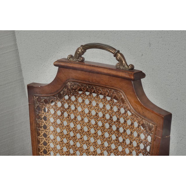 Vintage French Louis XVI Style Cane Back Dining Chair W Black Vinyl For Sale In Los Angeles - Image 6 of 12