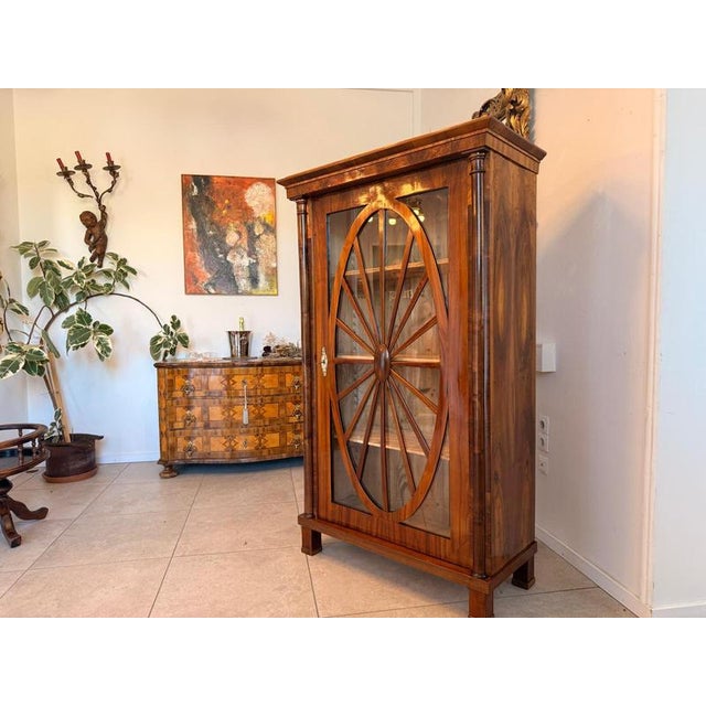 Biedermeier Sun-Shaped Display Cabinet in Walnut For Sale - Image 7 of 13