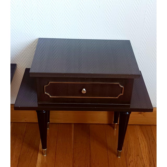 Mid-Century Lacquered Wood Bedside Tables, 1950s, Set of 2 For Sale - Image 9 of 16