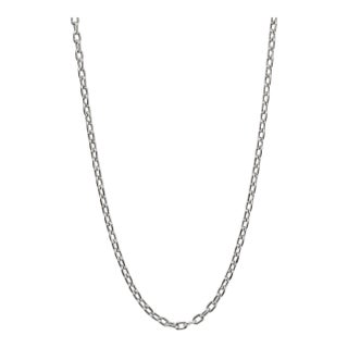 Vintage Unisex Platinum 2.3mm 32” Solid Oval Rolo Cable Link Chain Necklace For Sale