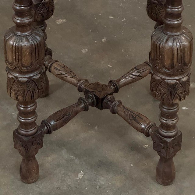 Antique Jacobean Style Octagonal End Table in Hand Waxed Oak For Sale - Image 17 of 18