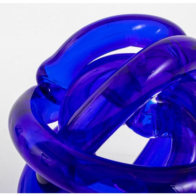 Modern HandBlown Blue Glass Knot Sculpture Chairish