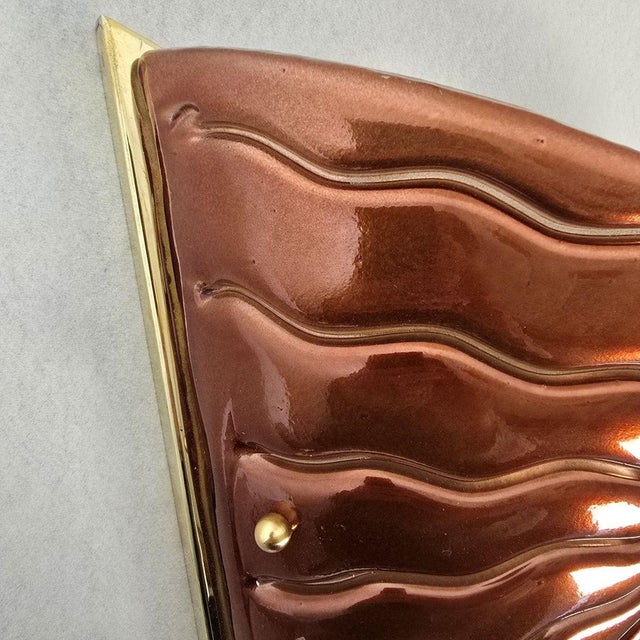 1980s Terracotta Murano Glass Mid Century Sconces - A Pair For Sale - Image 11 of 13