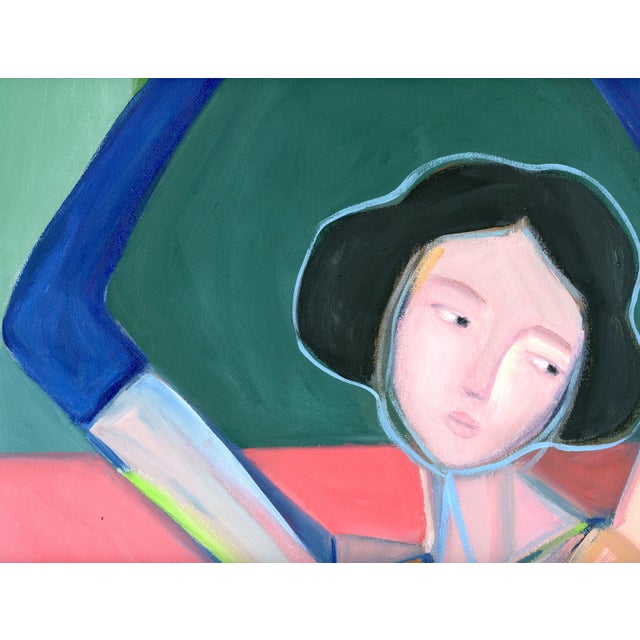 Glass Cubist Contemporary Figure Oil Painting, Signed For Sale - Image 7 of 8