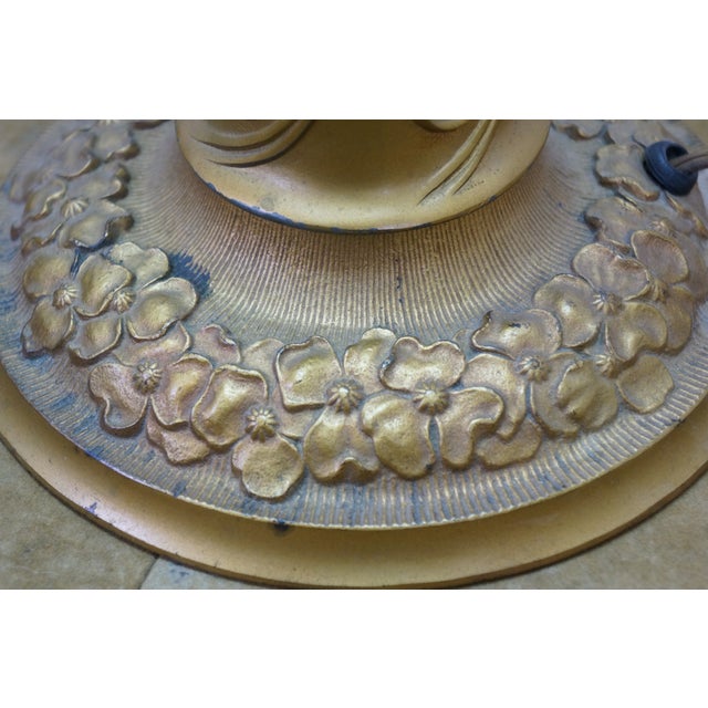 Antique Charles Parker Art Nouveau Two Light Slag Glass Table Lamp 25" For Sale - Image 18 of 18