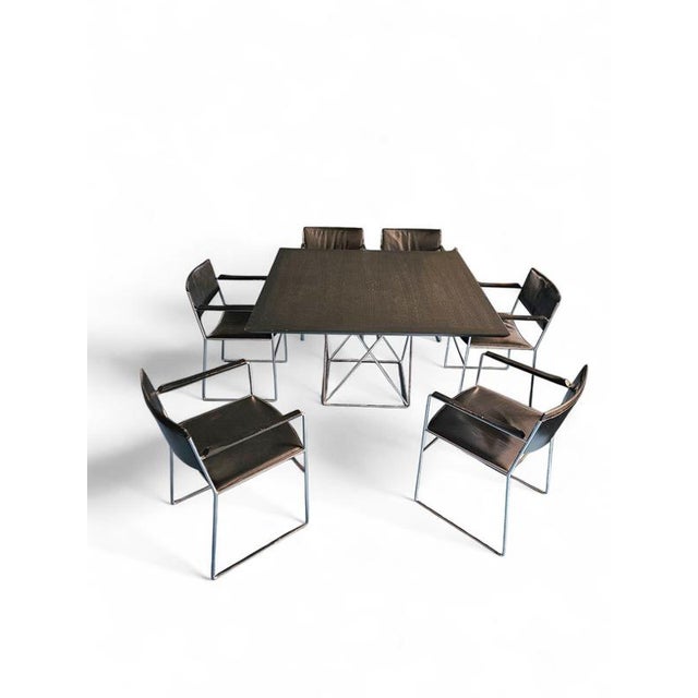 Arco Dining Set from Arnold Merckx, 1980s, Set of 7 For Sale - Image 5 of 5