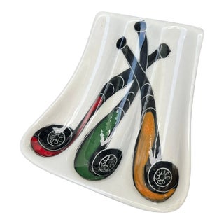 1960s Ceramic Italian Pipe Holder with Illustrated Pipes For Sale