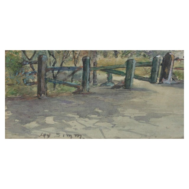 Orchard in Bloom, Mid Century Spring Blossoms Landscape Watercolor by Jay Simm For Sale - Image 4 of 5