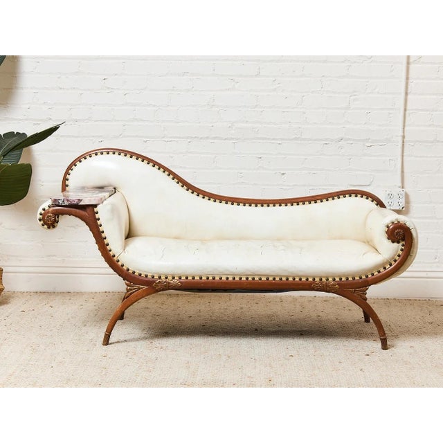 Vintage Antique Settee With Marble Side Table For Sale In Los Angeles - Image 6 of 12