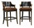 Pair of Gregorius- Pineo Two-Tone Ebonized & Natural Wood Bar Stools With Brown Ultrasuede For Sale