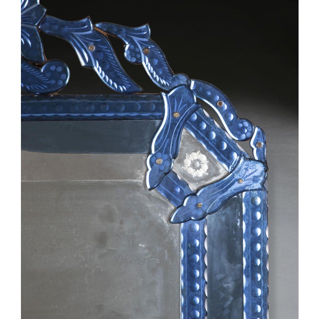 Antique Venetian Blue Glass Mirror, 1890 For Sale - Image 4 of 6