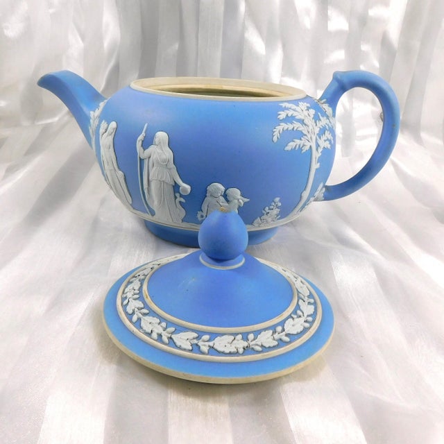1950s Light Blue Wedgwood Jasperware Teapot For Sale - Image 9 of 9