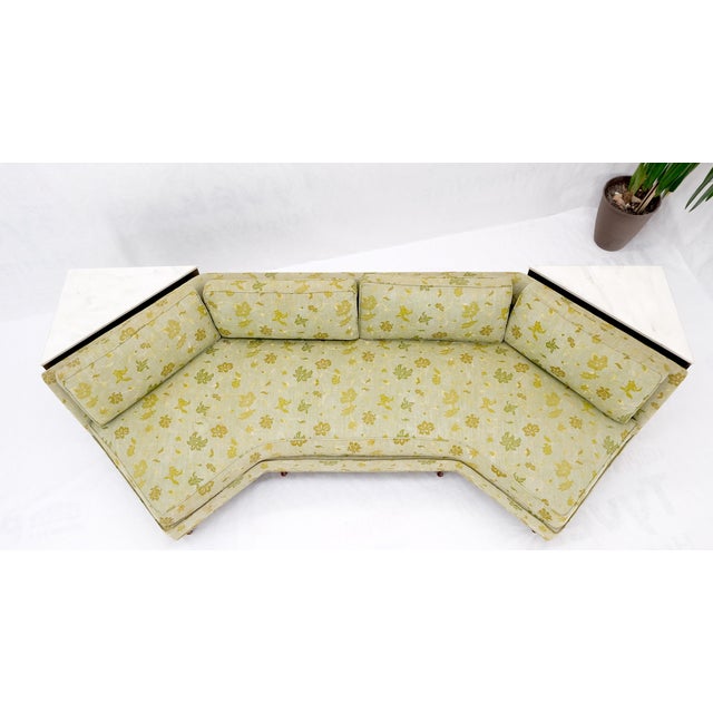 Wrap Around Mid-Century Modern Sofa W Pair Matching Marble Top Tables Mint! For Sale - Image 9 of 18