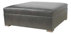 A Large Storage Supple Soft Quality Black Leather Ottoman With Storage
