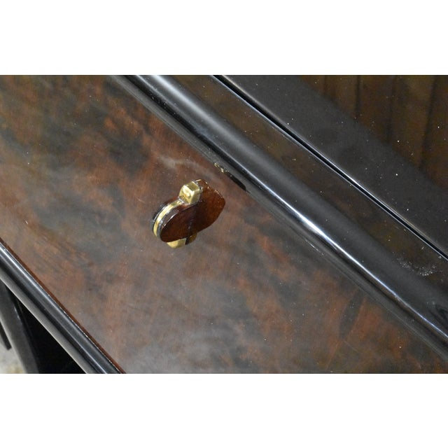 Henredon Henredon Scene Three Black Lacquer & Burl Walnut Nightstands-a Pair For Sale - Image 4 of 11